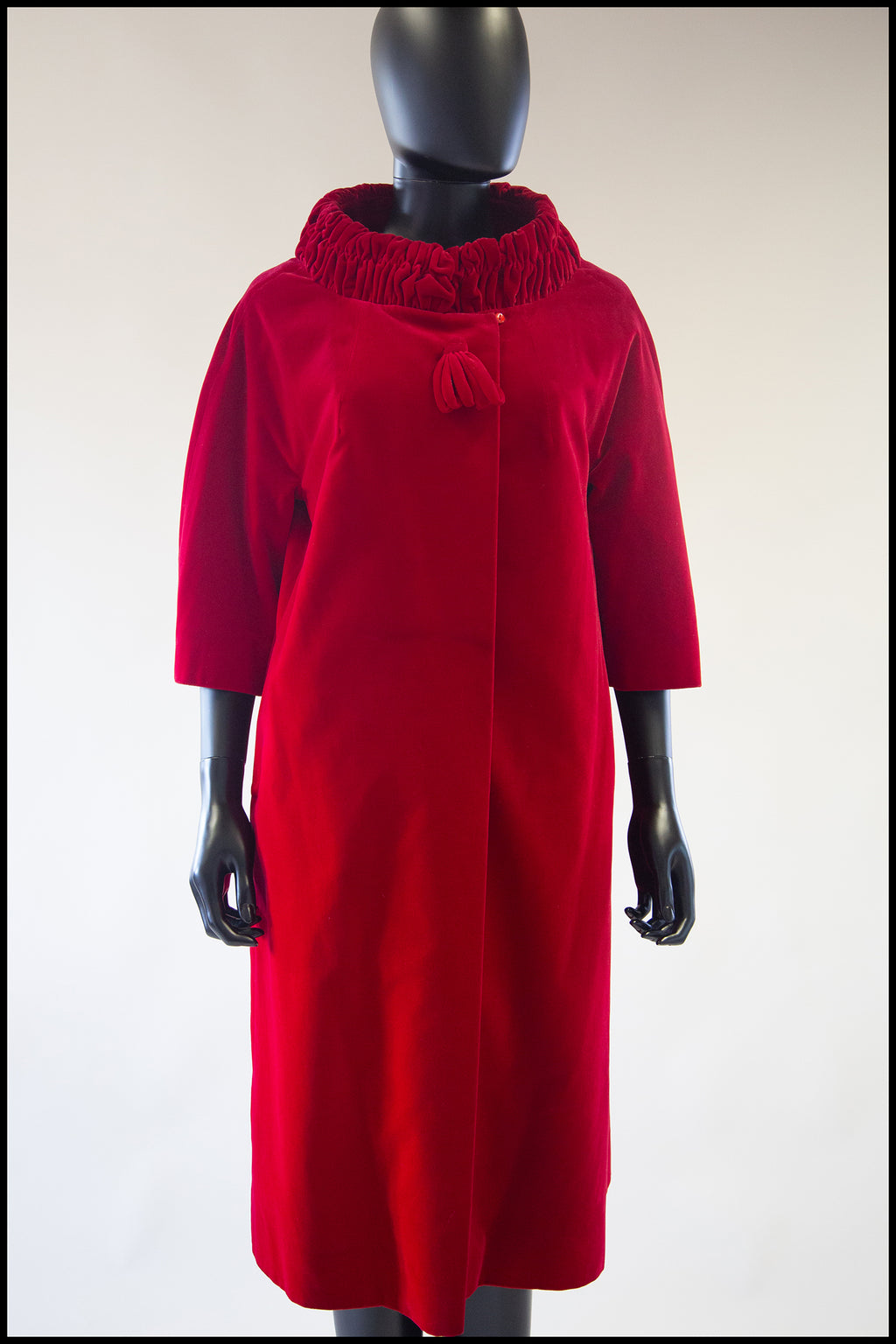 Vintage 1950s Red Velvet Evening Coat