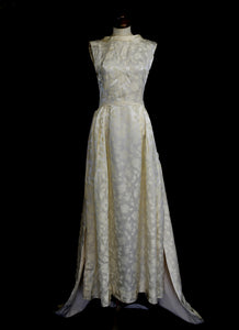 Vintage 1950s Damask Ivory Wedding Dress