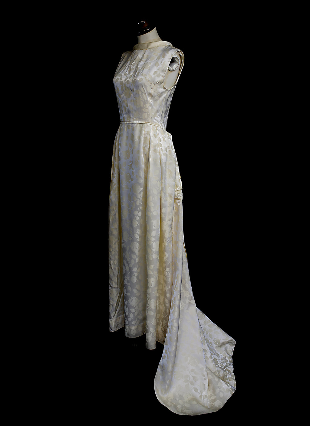 Vintage 1950s Damask Ivory Wedding Dress