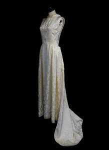 Vintage 1950s Damask Ivory Wedding Dress