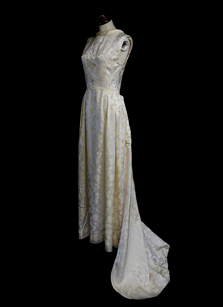 Vintage 1950s Damask Ivory Wedding Dress