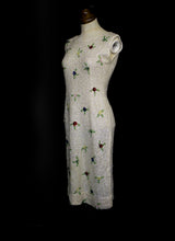 Vintage 1960s White Floral Sequin Wiggle Dress