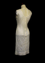 Vintage 1960s White Floral Sequin Wiggle Dress