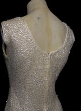 Vintage 1960s White Floral Sequin Wiggle Dress