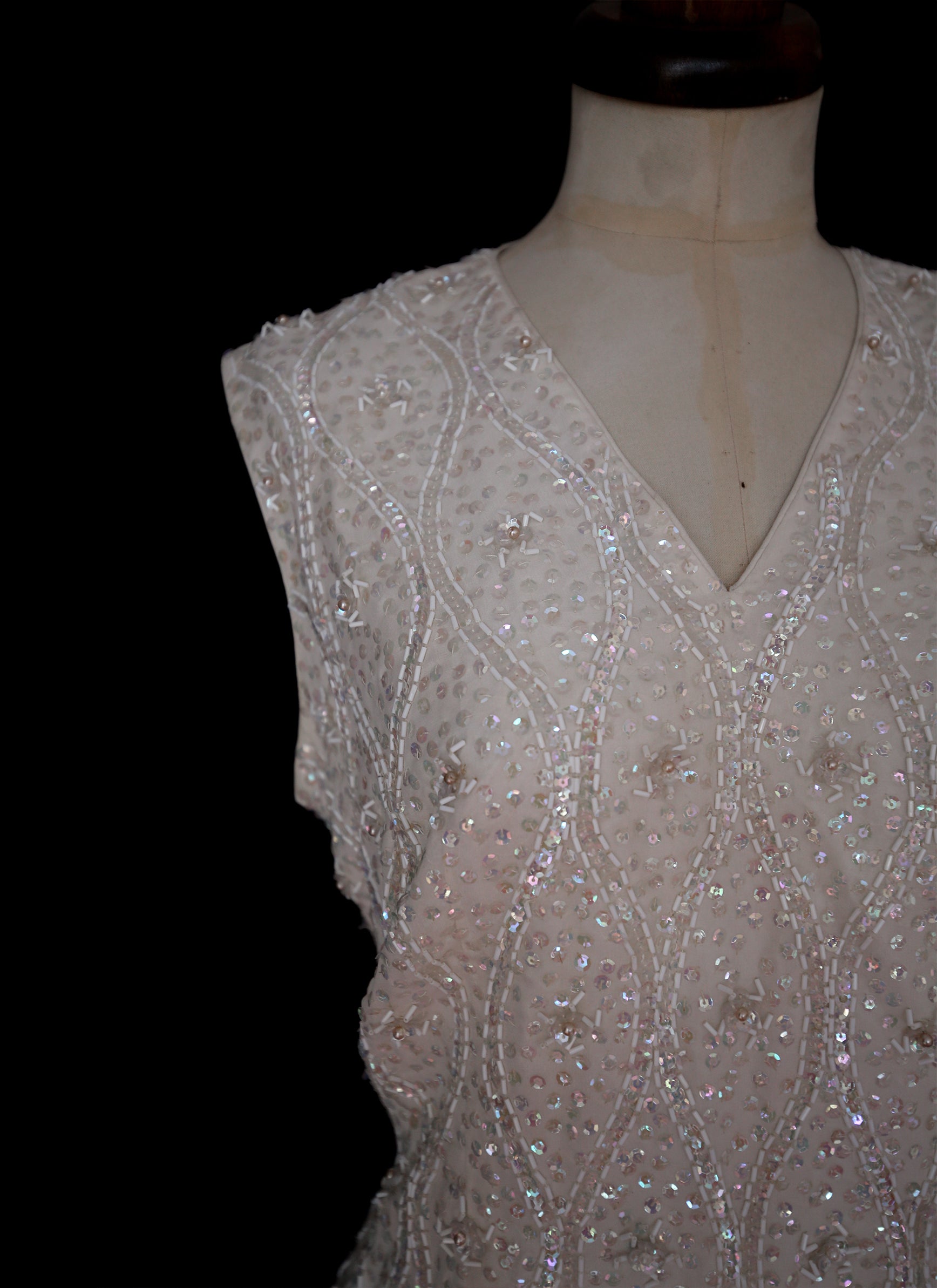 Vintage 1950s Ivory Beaded Top
