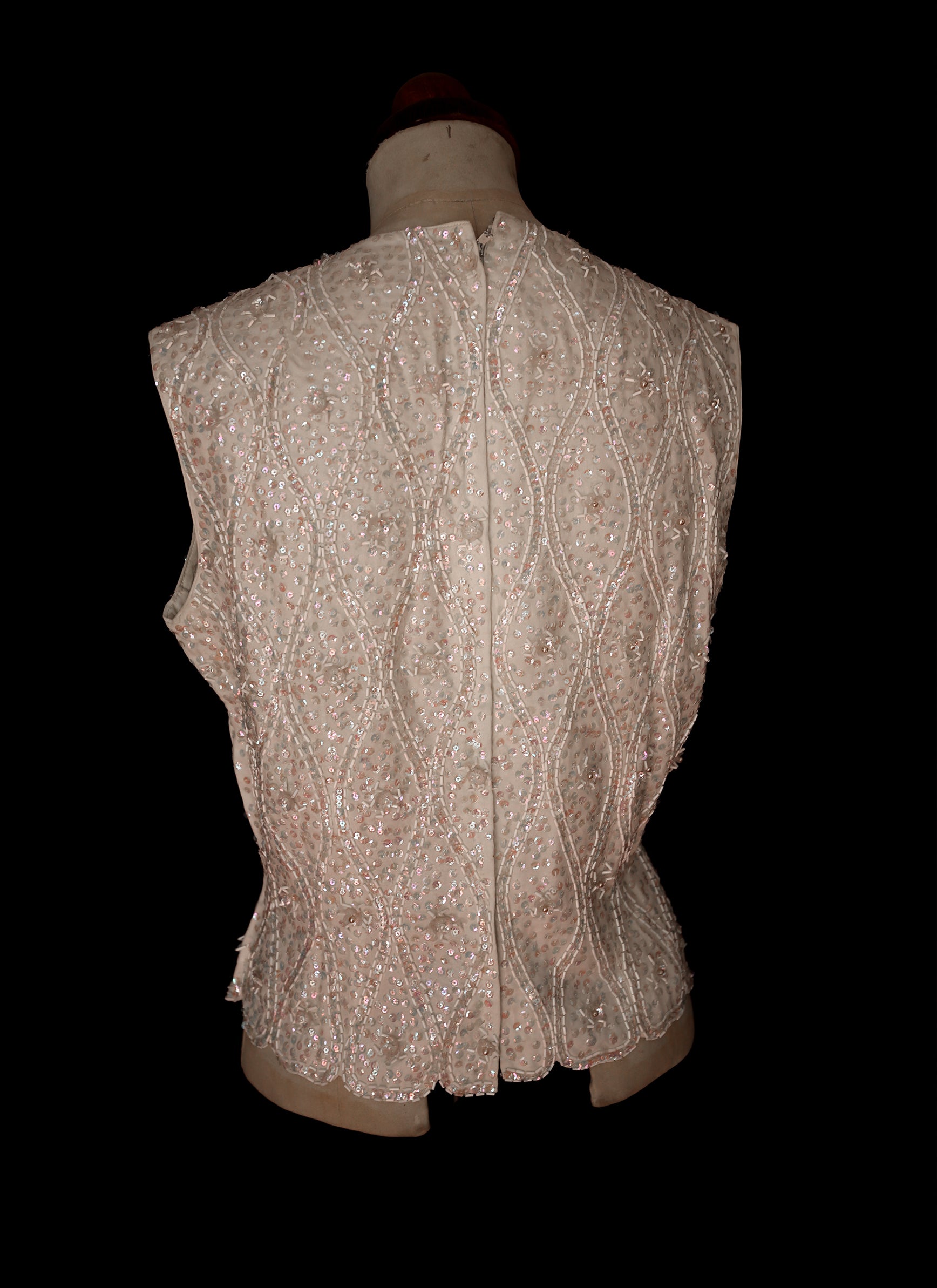 Vintage 1950s Ivory Beaded Top