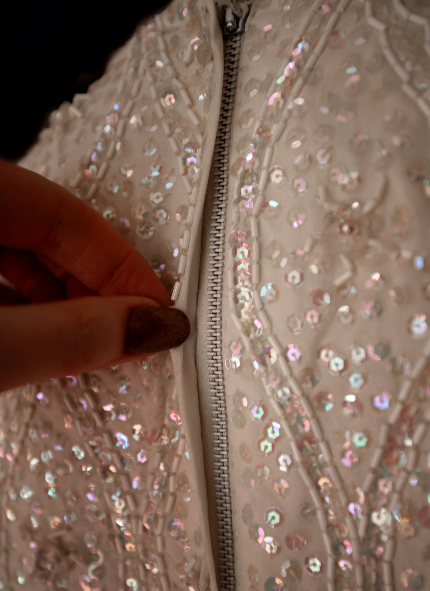 Vintage 1950s Ivory Beaded Top