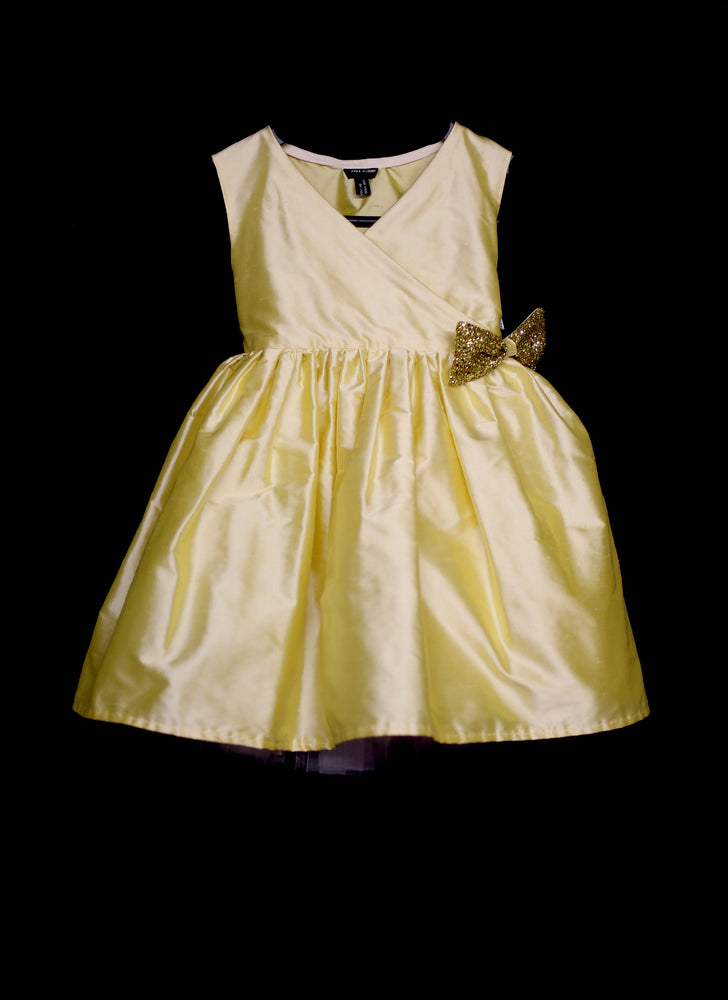 Buttercup Yellow Silk Girls Flower Girl Dress