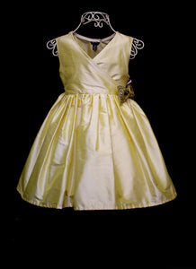 Buttercup Yellow Silk Girls Flower Girl Dress