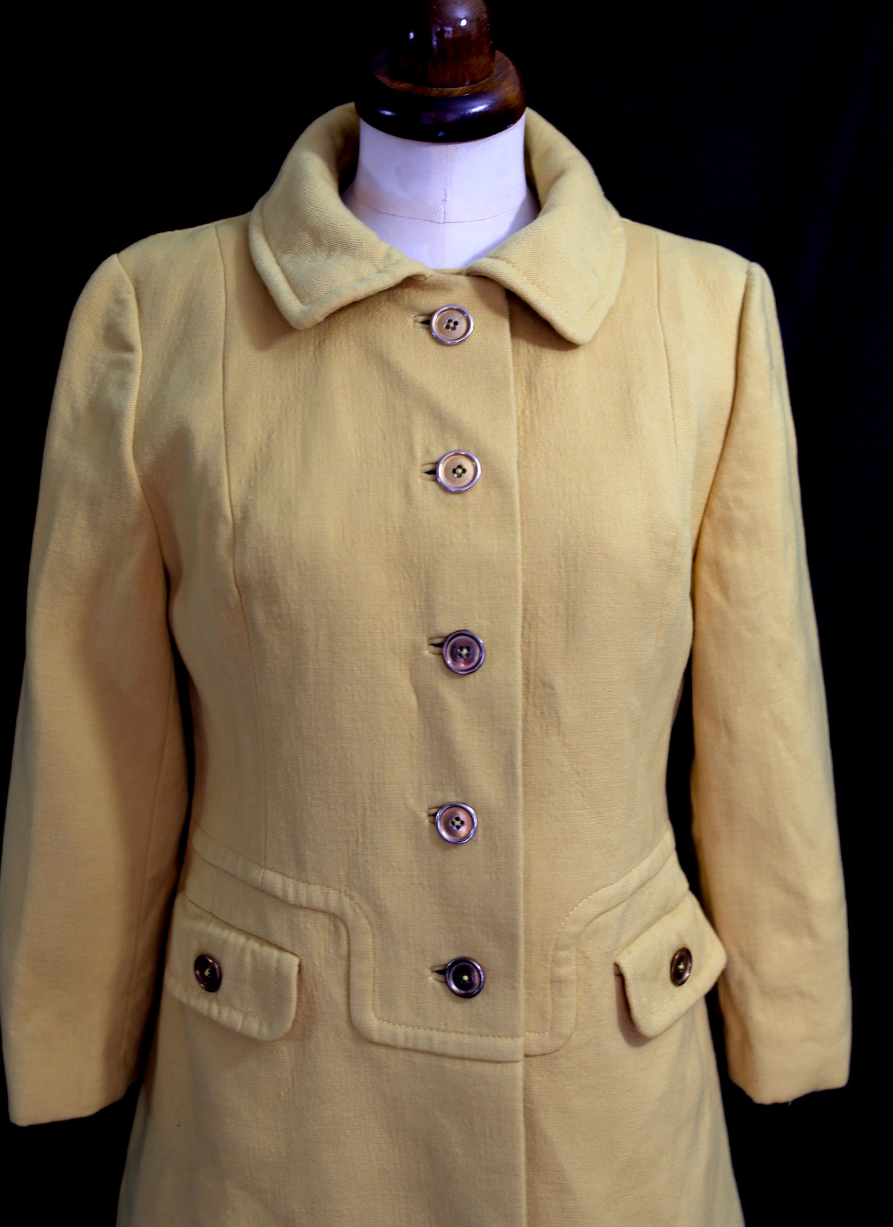 Vintage 1960s Yellow Wool Dress Suit
